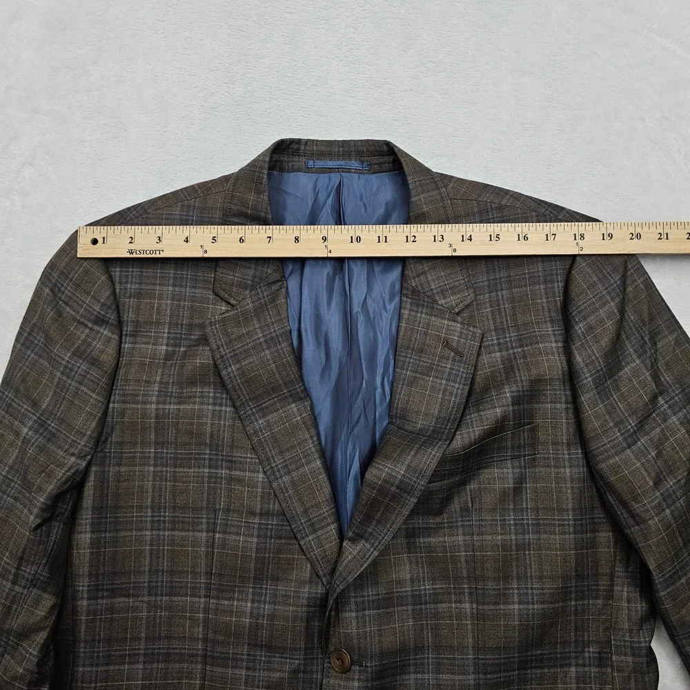UNTUCKit Blazer Mens 44R Brown Plaid Wool Reda Italian Carrington Dark Academia